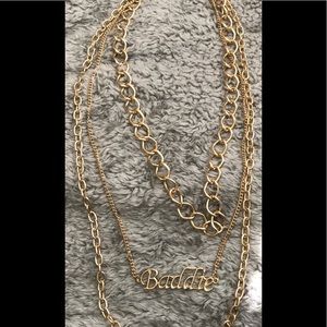 3 layer gold baddie necklace